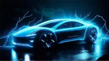 Электрический автомобиль с молниями